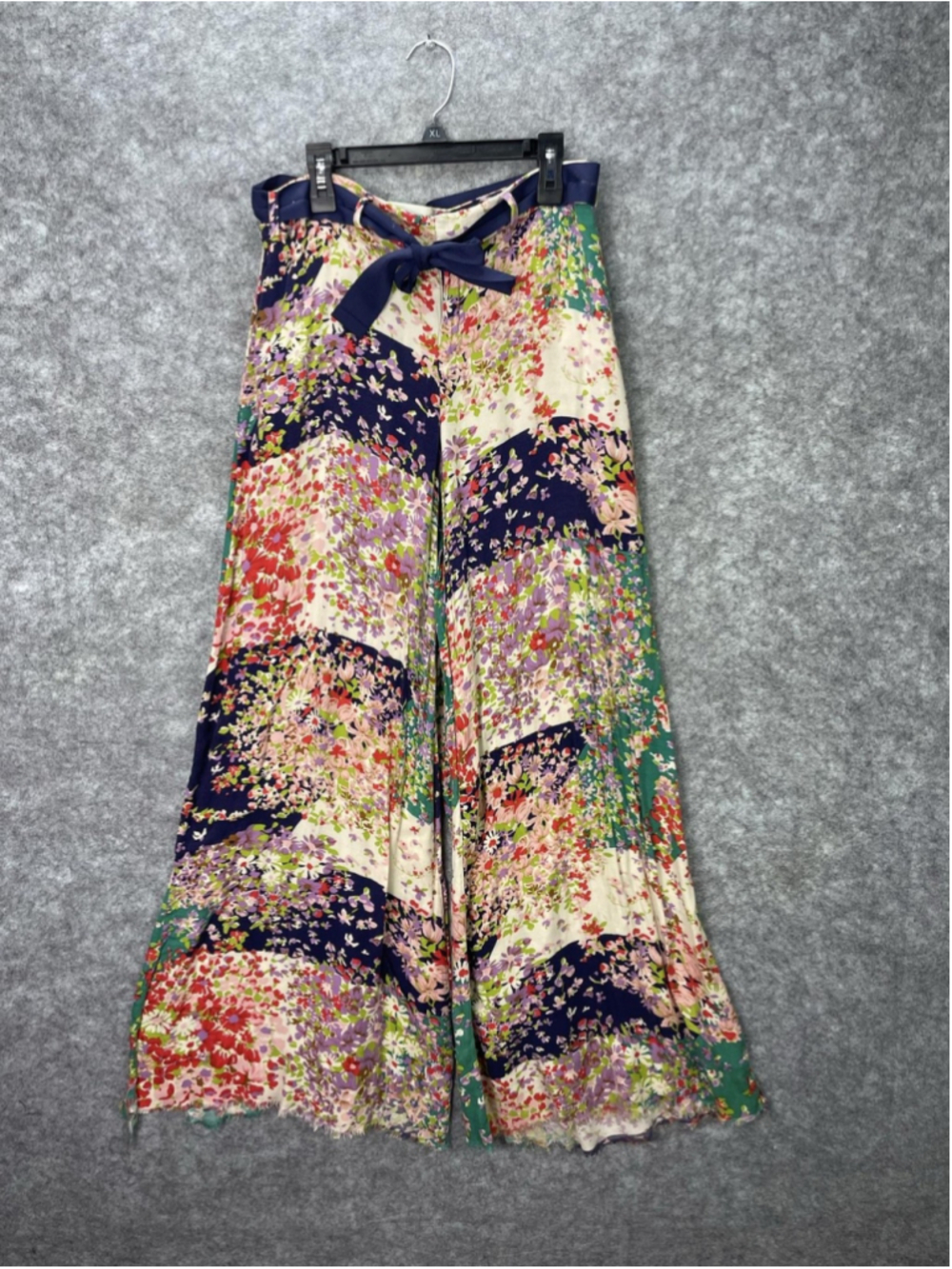 Anthropologie Elevenses Floral Wide Leg Pants Womens 4 Belted Crepe Boho